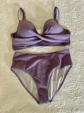 SHEIN Ribbed Lavender Bikini Set